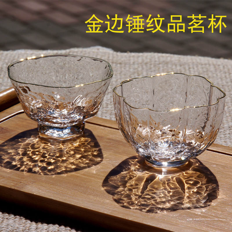 New products Japanese-style pure hand-made hammer glass cup Japanese glass tea cup hammer glass cup