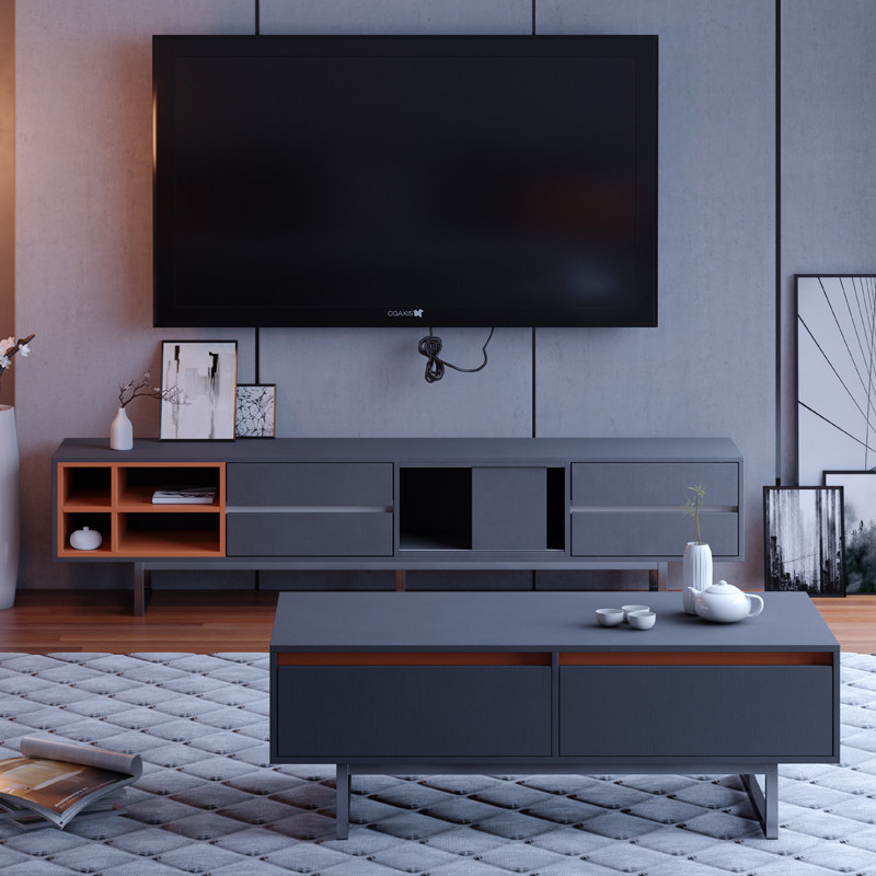 Nordic light luxury coffee table TV cabinet combination living room small apartment simple modern home bedroom floor cabinet simple furniture