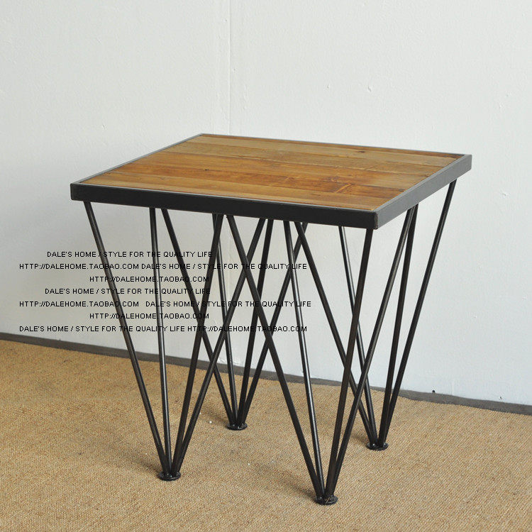 American retro solid wood wrought iron coffee table table reception tea table square table chess and card table coffee shop milk tea shop small dining table