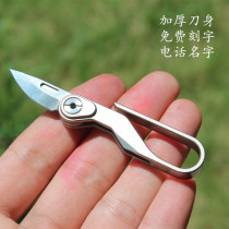 Creative tactics outdoor titanium alloy Mini Express knife portable edc keychain self-defense m380 powder steel folding