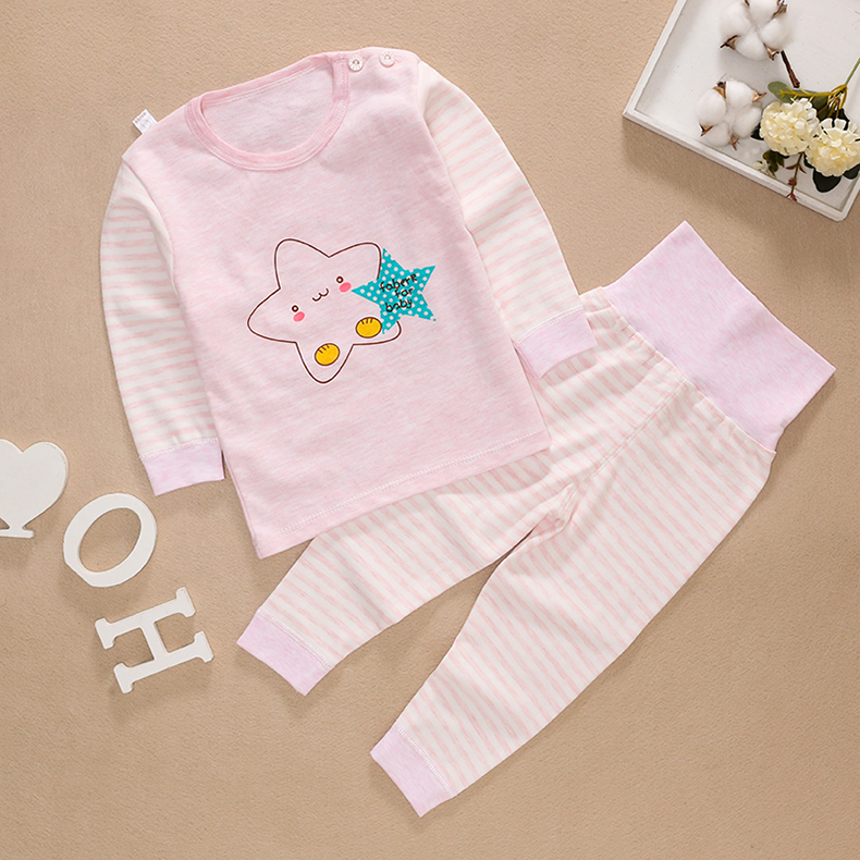 Baby Qiuyi Qiuku Set Cotton Đồ lót cho trẻ em Cô gái bảo vệ eo cao Belly Boy Boy Spring Spring Pyjama quần giữ nhiệt bé gái