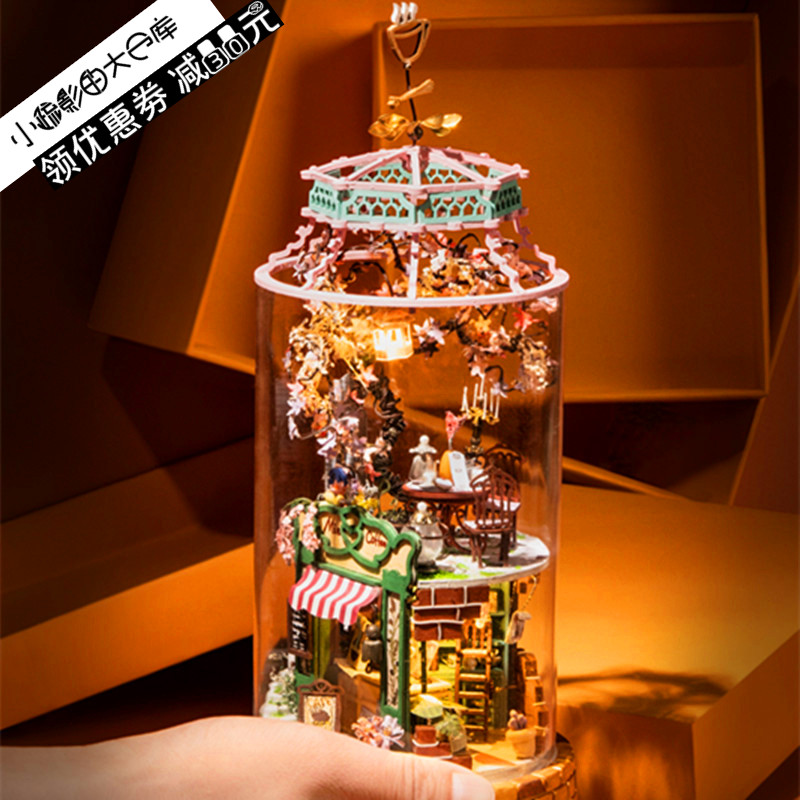 Ruo state creative handmade 3d glass house diy cottage assembled puzzle model house acrylic Valentine's Day gift