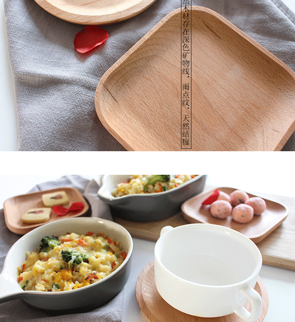 Elm đĩa gỗ vuông đĩa không sơn khay tròn tấm vuông đĩa món ăn nhẹ đĩa trái cây đĩa đĩa sushi đĩa gỗ - Tấm khay trà bằng gỗ lũa