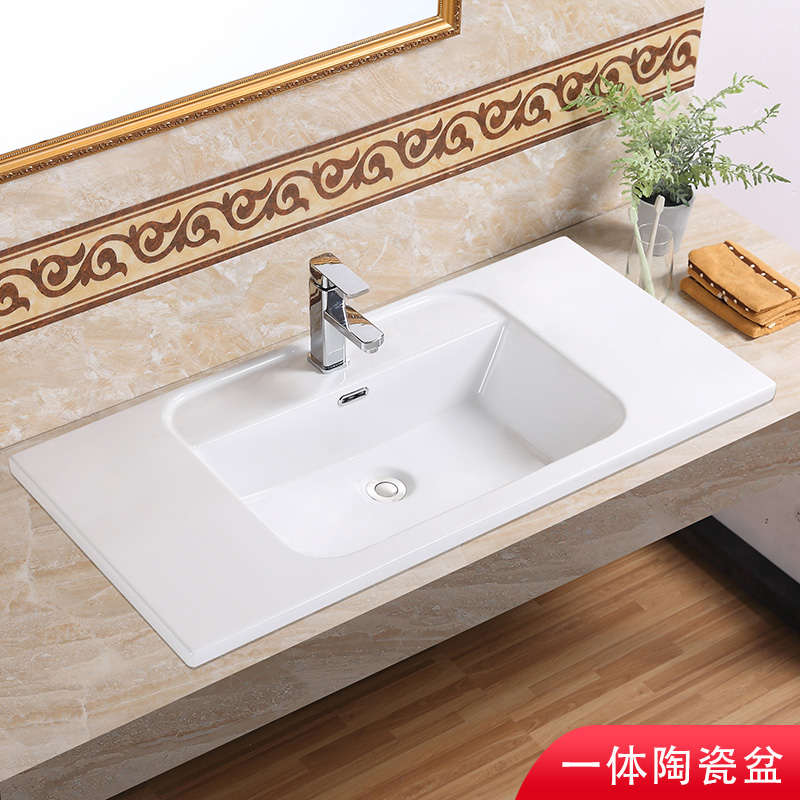 New minimalist semi-embedded washbasin square 50 wide side basin flat side washbasin single sink ceramic Terra-basin One