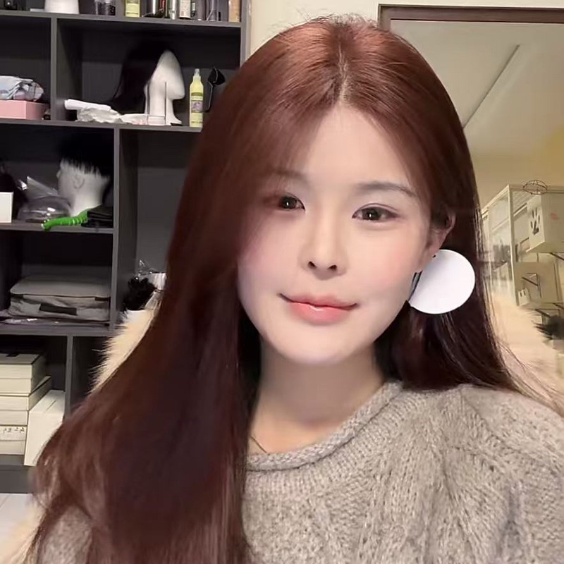 Foggy Series "Han Suxi" Dark Orange-Brown Imitation Needle-Weaving Extra-Large Full Head Wig