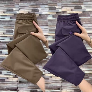 Women's new autumn style quick-drying thickened straight pants with high waist Women's new autumn style quick-drying thickened straight pants with high waist