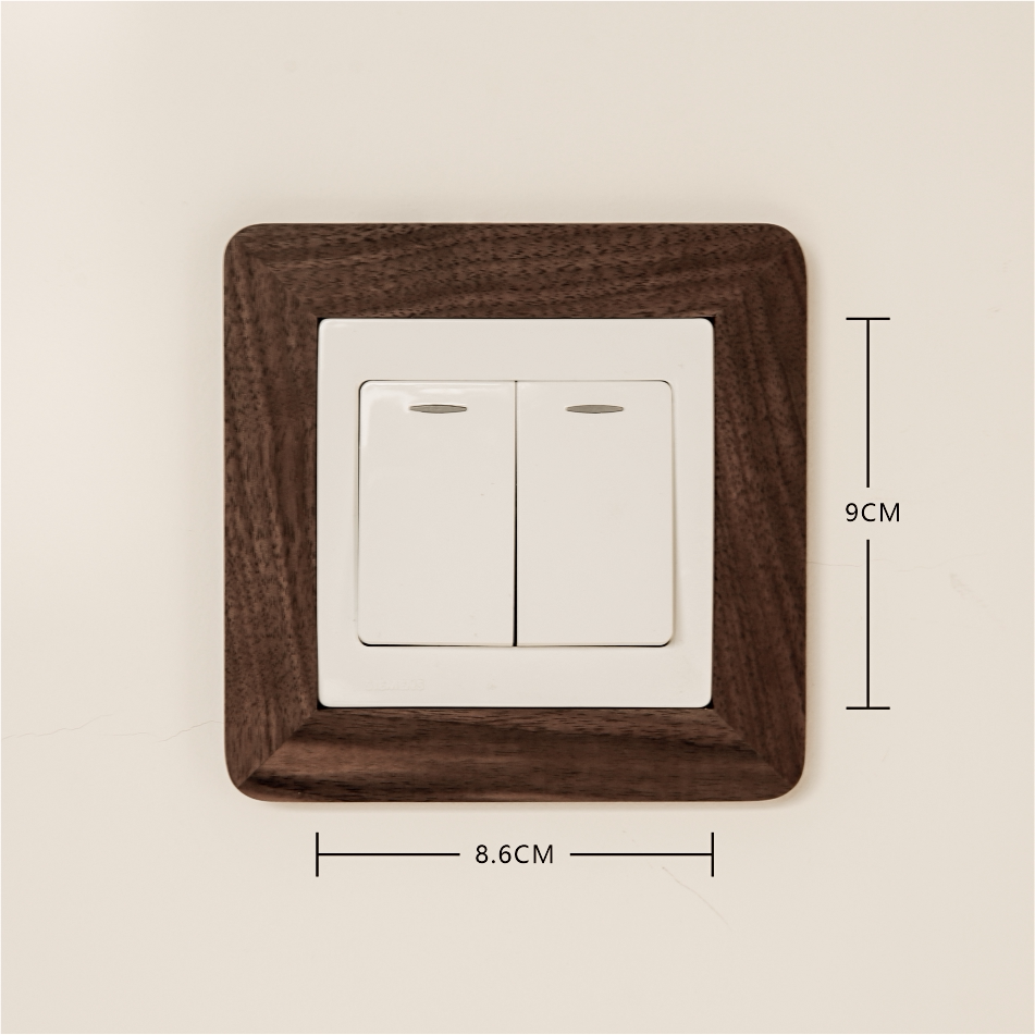 8690 solid wood switch protective cover black walnut power socket cover new Chinese wall stickers decorative frame switch stickers