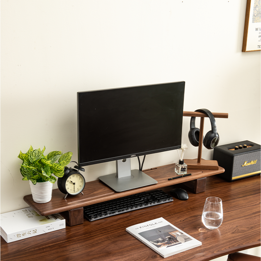 Black walnut bracket rack desktop computer desktop monitor heightened solid wood display base pad