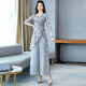 Chiffon wide-leg pants suit women's summer 2022 new fashion western style age-reducing high-waisted thin two-piece suit trendy