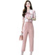 High-end professional suit women's 2022 summer new fashion temperament goddess fan floral shirt pencil pants two-piece set