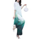 Improved cheongsam suit trousers women's 2022 summer new retro national style thin color wide-leg trousers two-piece trendy