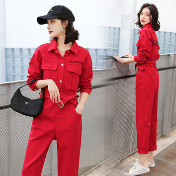 Internet celebrity fried street denim jumpsuit female 2023 spring and autumn new casual fashion foreign style age-reducing overalls jumpsuit