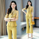 High-end professional suit female 2022 summer new fashion temperament goddess fan slim fit flared trousers two-piece suit