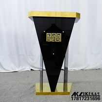 Guihe custom podium table with metal edging Restaurant welcome desk Hotel simple and modern EMCEE speaking chair