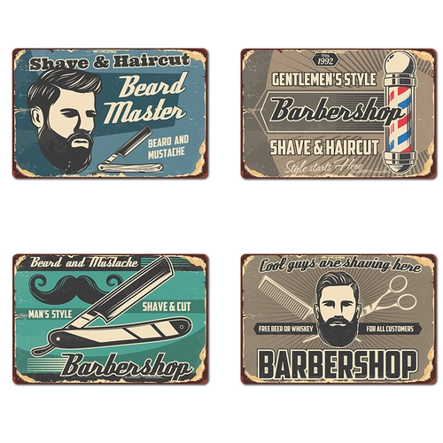 barber Магазин ретро Железная живопись парикмахерская