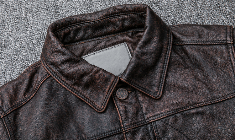 Ami 咔叽 đỏ nâu lớp trên cùng da bò nam retro rửa sạch áo khoác denim ngắn cũ áo kaki nam