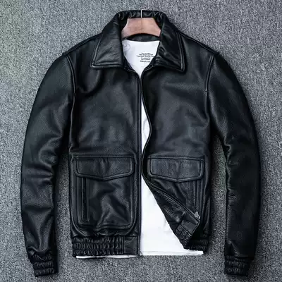 Air Force pilot a2 first layer cowhide leather leather leather jacket men's flight jacket lapel leather jacket new large size jacket