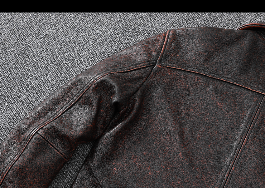Джинсовая кожаная куртка, воловья кожа, из натуральной кожи, в американском стиле 