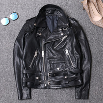 Factory clearance cut-off street locomotive leather leather jacket womens short sheep leather tanned retro slim leather jacket