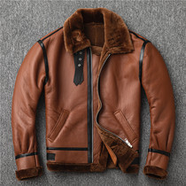 New hunting dress sheep fur integrated winter B3 Air Force flight jacket real leather men fur coat thick original ecology