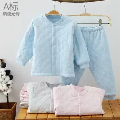Baby clothes autumn and winter padded thickened warm male baby daughter children's underwear pajamas autumn clothes set 0-3-5 years old
