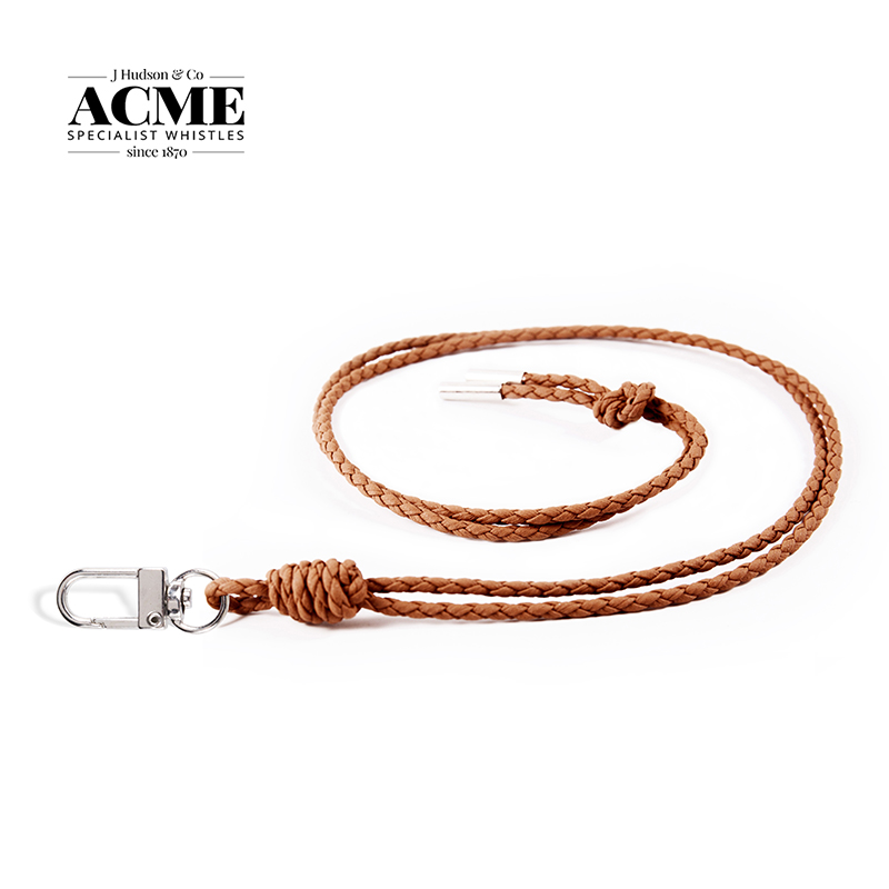 Echomi outdoor survival whistle special woven lanyard black brown handmade metal hook long leather rope
