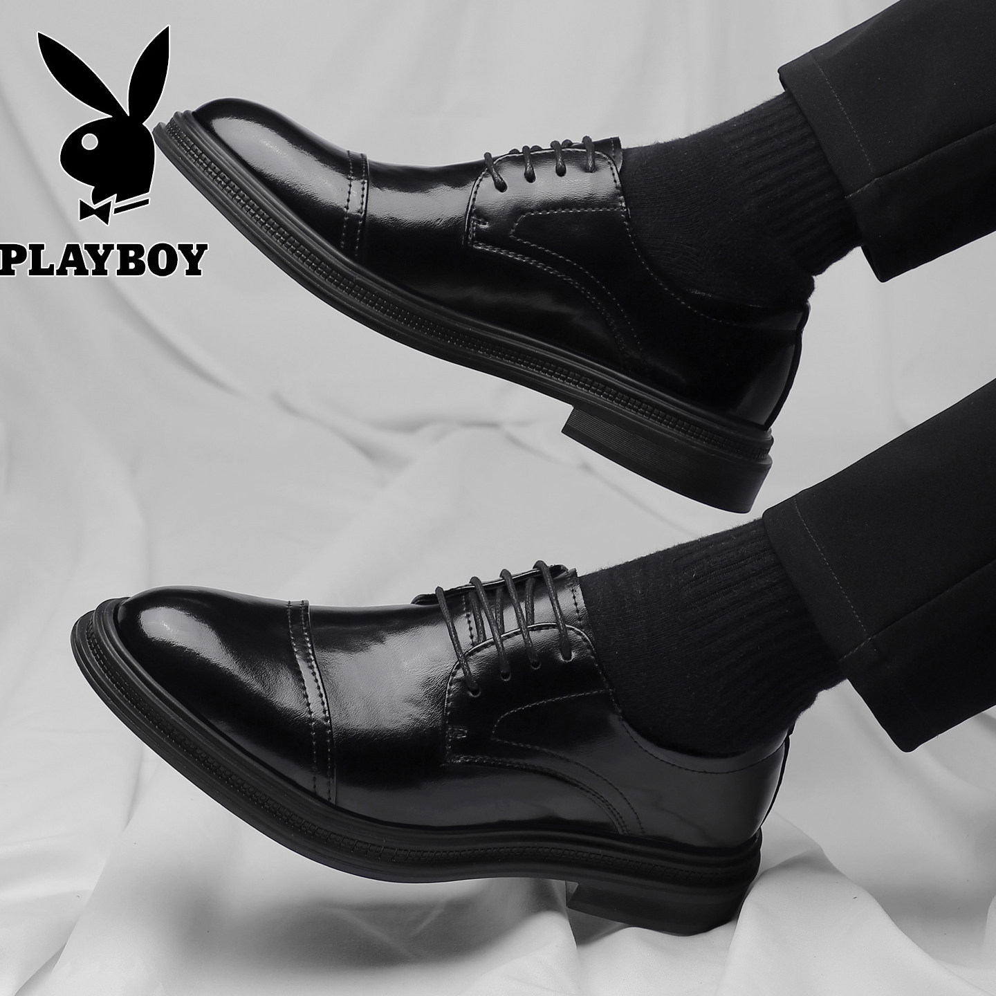 Кожаная обувь Playboy, мужская кожаная дышащая официальная одежда для жениха и невесты, кожаная обувь с внутренней отделкой, а также бархатная повседневная деловая кожаная обувь