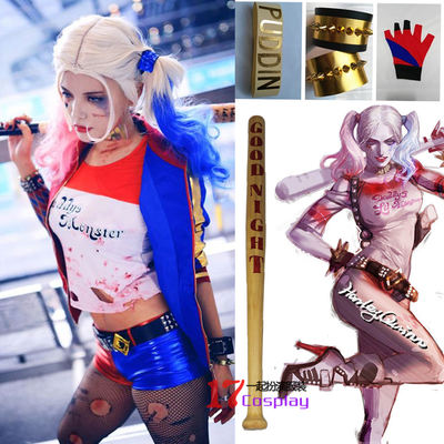 Suicide Squad Harley Quinn cosplay costume, Harley Quinn set, wig, jacket, T-shirt accessories, clothes, shoes in stock