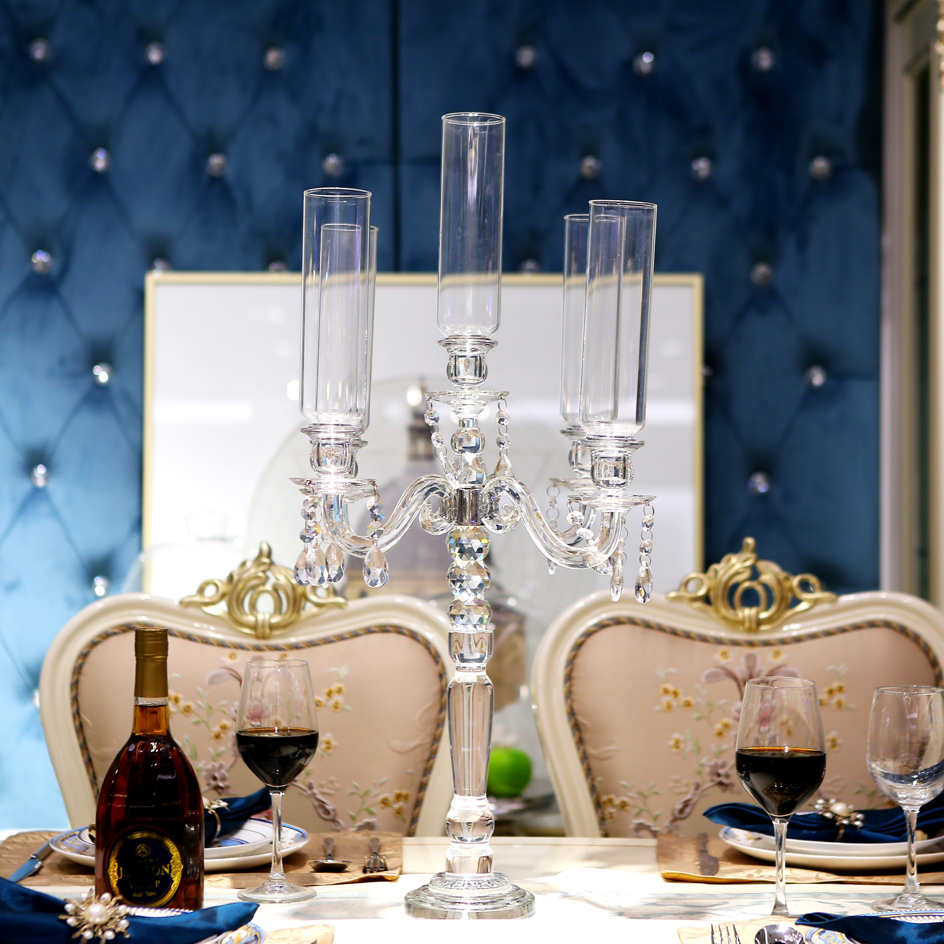 Crystal candlestick minimalist modern home wax candleholder European-style candlestick wedding decorated with dining table glass candlesticks