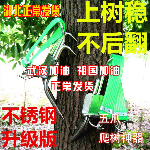 Stainless steel iron shoes with safety belt picking wasps take betel nut non-slip five claws on the tree shoe cover tree climbing artifact cat claws