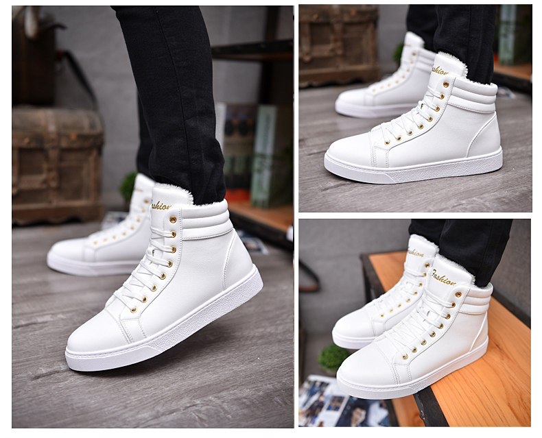 Mùa đông mới cộng với dày cotton cộng với nhung trắng nam ấm áp cao giúp bên trong tăng giày Thanh niên Hàn Quốc Joker đang chạy shop giày nam hàng hiệu