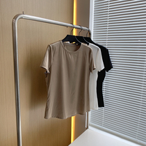 A solid color large white T short sleeve T-shirt women's 2021 summer loose Joker base shirt crew neck thin cotton jacket