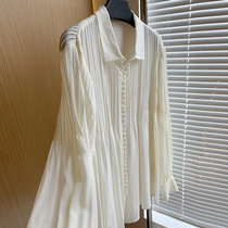 Appreciate the expensive court style rail wrinkled all-piece top 100% silk shirt woman