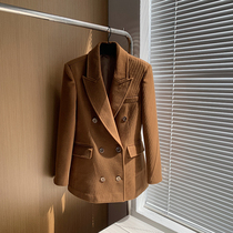High-end material_good reputation version classic English style casual Joker lapel double-breasted cashmere suit women