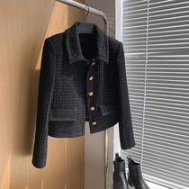 Xiangjia classic black short coat women loose 2021 autumn and winter new tweed little retro