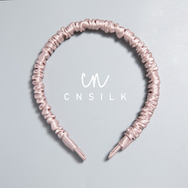 Cnsilk 100% Mulberry Silk Real Silk Hair Stirrup Real Silk Hair With Head Stirrup Thin Side Crumpled Press Hair Bale Hair Band Wash Face Hair