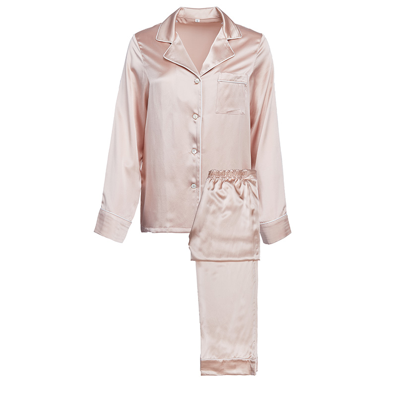 Cnsilk 100% mulberry silk real silk suit Home Two women Summer extras in pyjamas long sleeves Long pants