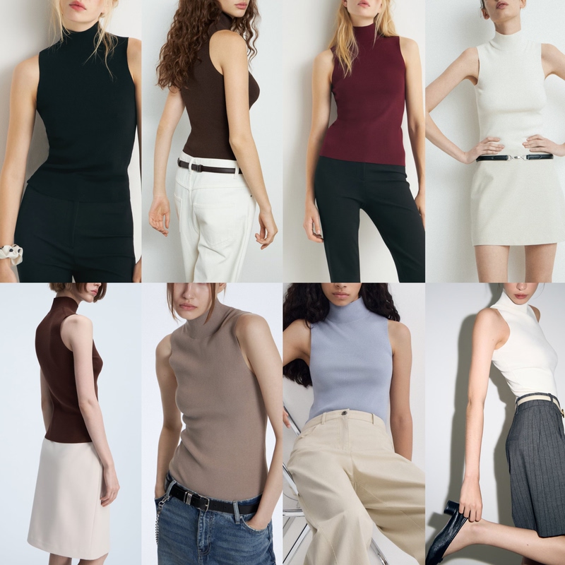 Lumideer S-Xl Commuting Style High Neck Sleeveless Knit Top Vest Women's Base Shirt Autumn Top Russian Style Lumideer S-Xl Commuting Style High Neck Sleeveless Knit Top Vest Women's Base Shirt Autumn Top Russian Style