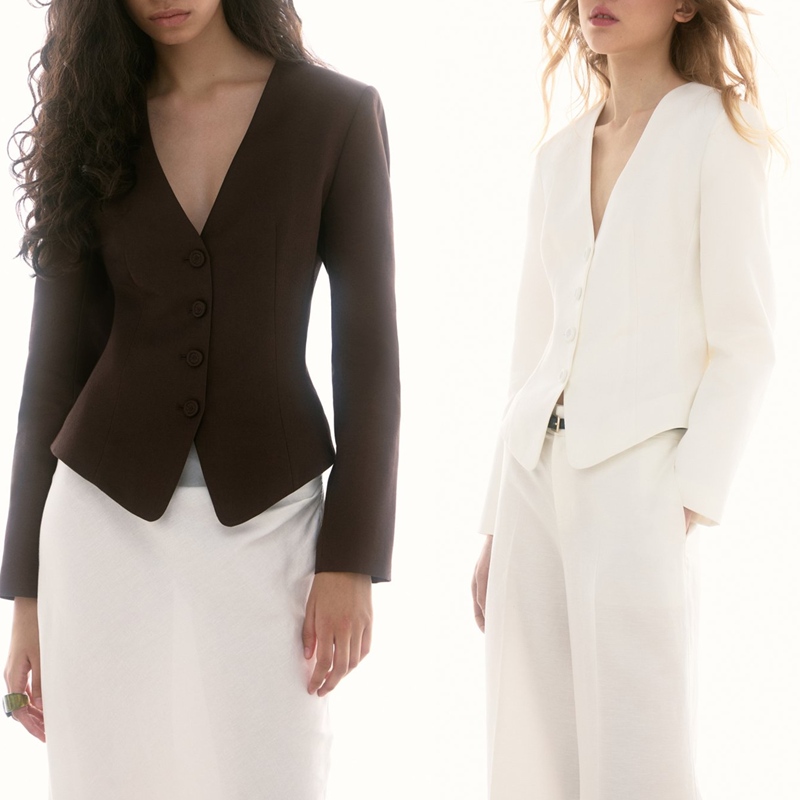 Lumideer Xs-S Size Autumn Linen V-Neck Waist-Cinching Blazer for Women, French Style Single-Wear Slim-Fit Top, Russia Lumideer Xs-S Size Autumn Linen V-Neck Waist-Cinching Blazer for Women, French Style Single-Wear Slim-Fit Top, Russia