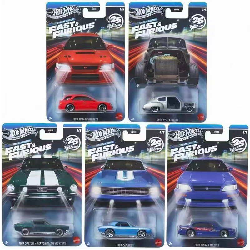 Hot Wheels Hnr88 Alloy Speed and Passion Subaru Chevrolet Mustang Camaro Nissan Silver Label Mini Sports Car