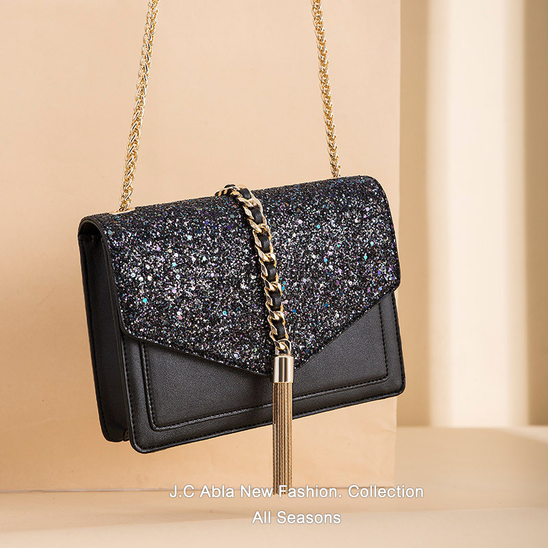 Tide brand genuine sequined tassel starry sky chain messenger bag female temperament ins2022 new fashion trend
