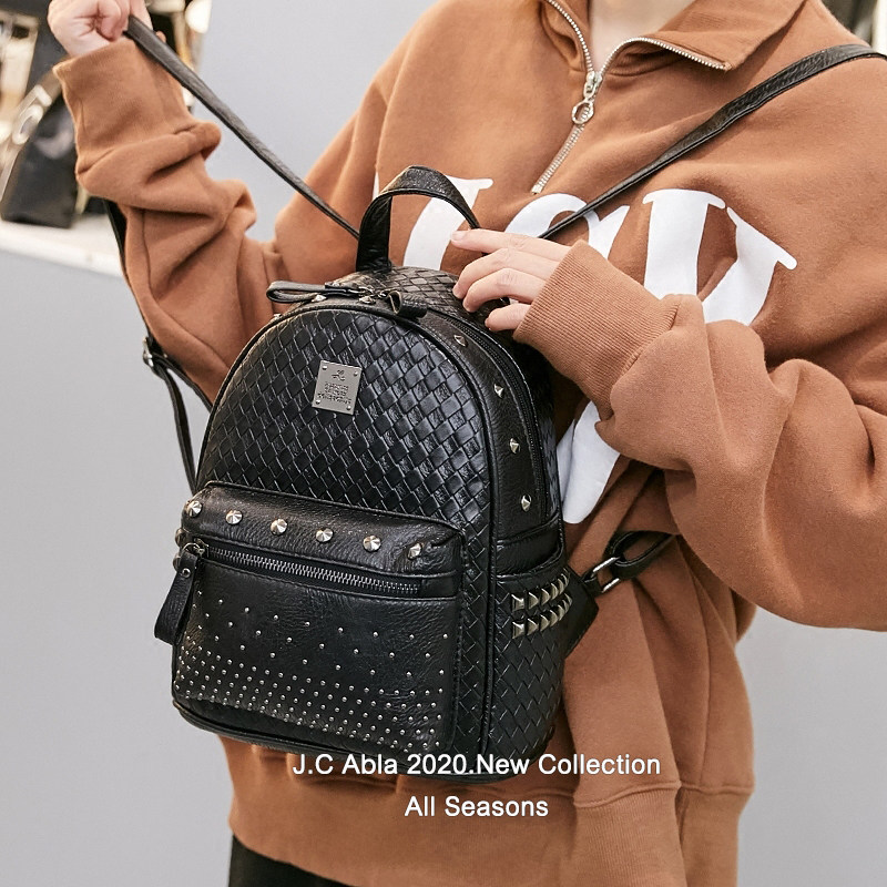 Tide brand genuine cowhide woven backpack female ins fashion all-match 2022 new Korean version mini backpack