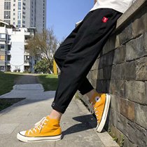 Pop brand pants Mens spring and summer thin loose ins nine-point pants Korean version of the trend overalls drawstring casual pants