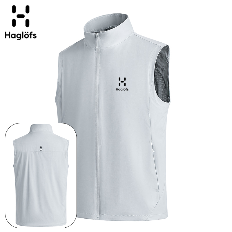 Haglofs Summer Outdoor Thin Vest Men's Stand-Up Collar Windproof Quick-Drying Trendy Vest Zipper Cardigan Breathable Hiking