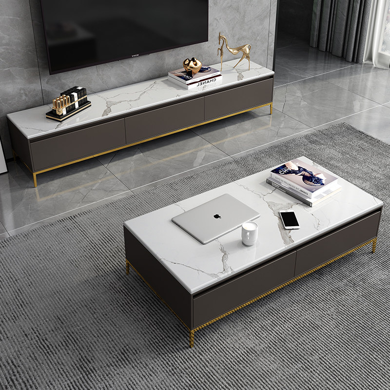 Modern light luxury TV cabinet coffee table combination simple living room floor cabinet storage locker small unit type minimalist can be customized