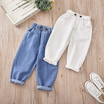 Boys autumn new baby casual spring and autumn trousers 2021 childrens all-match boys and girls harem jeans