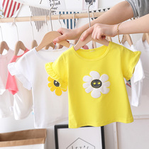 Girls short-sleeved T-shirt summer dress 2021 new baby thin bottoming shirt childrens baby cotton top summer trend