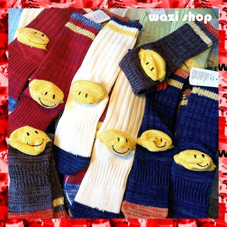 WAZISHOP Japan KAPITAL Smiley Socks Hirata Kazuhiro Color-blocking cotton blend high tube men's and women's sports socks - Taobao