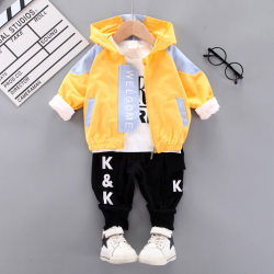 Baby Spring Clothing Set 2024 New Boys Spring and Autumn Children's Clothing 1-4 Years Old Fashionable Children's Three-piece Set Handsome and Trendy 3