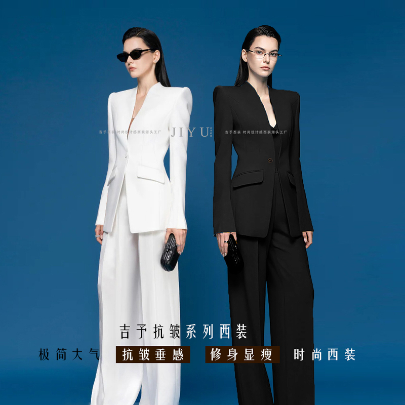 In-Stock Summer Thin White Women's Suit Set, Slim Fit, Elegant, Minimalist, Wrinkle-Resistant, Stylish Blazer with a High-End Feel